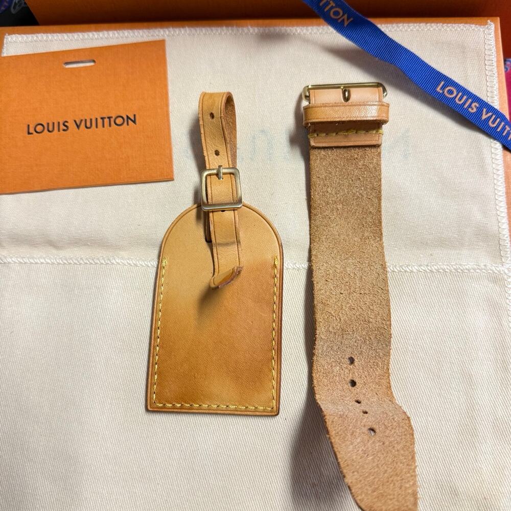 Louis Vuitton Vachetta Leather Luggage Tag and Poignet Authentic NO BOX - Picture 4 of 11